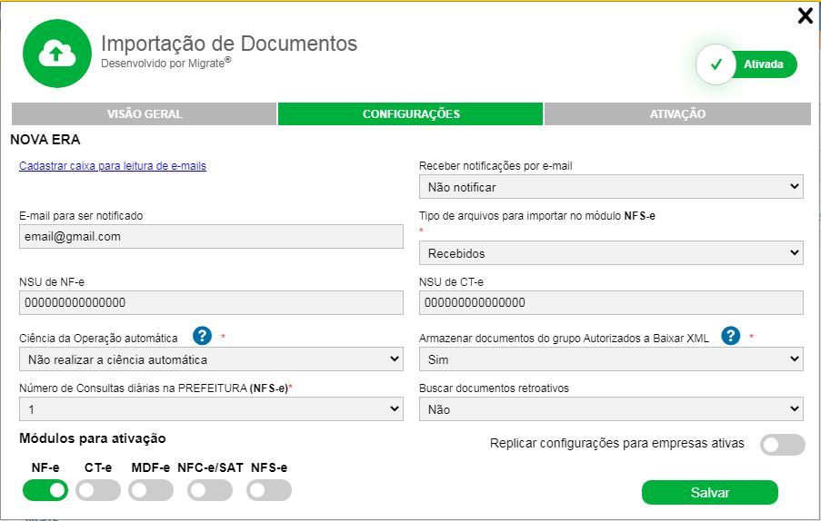 Capítulo 102. Interface importação rexturadvance