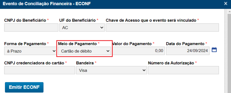 Meio de pagamento do ECONF