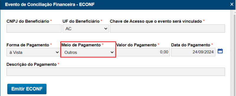 Meio de pagamento do ECONF 